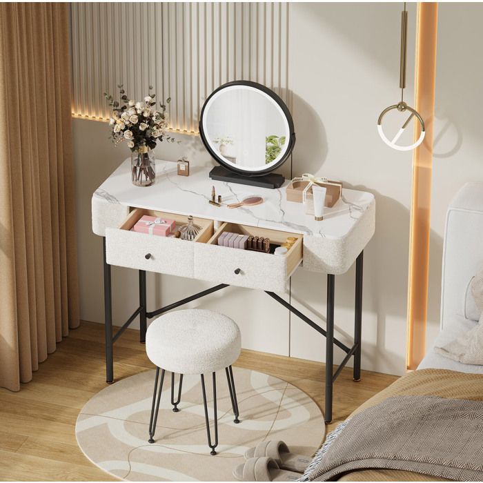 HOMVRA Coiffeuse moderne 100x40x120 cm, meuble de chambre avec miroir ...