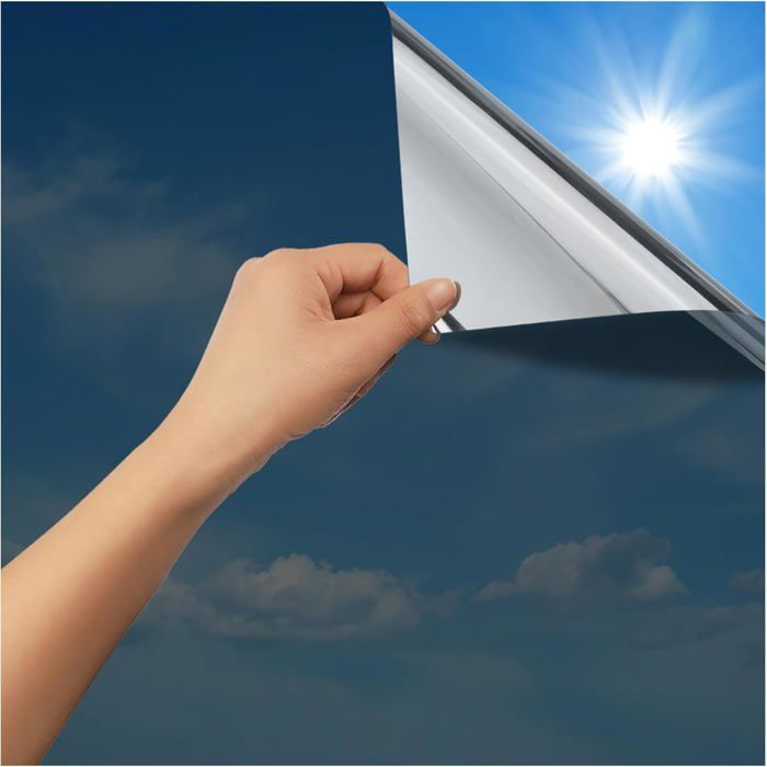 Film Miroir sans Tain Anti-Regard Adhésif Brise-Vue 60x400cm Protection Anti-UV/Chaleur Filtre Occultant