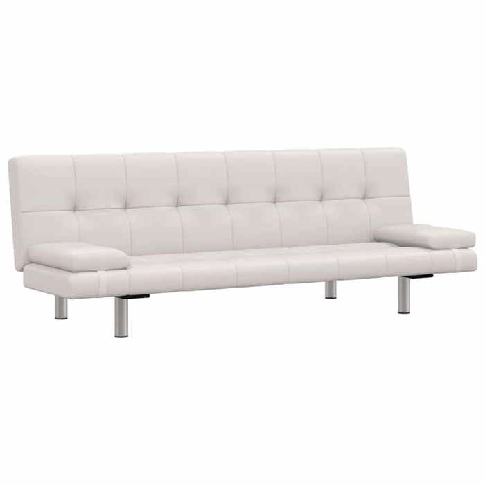 Sofa-lit VIDAXL moderne Canapé-lit 2 Places avec deux oreillers Similicuir Blanc crème 168x77x(61.5/64/66) cm S1551