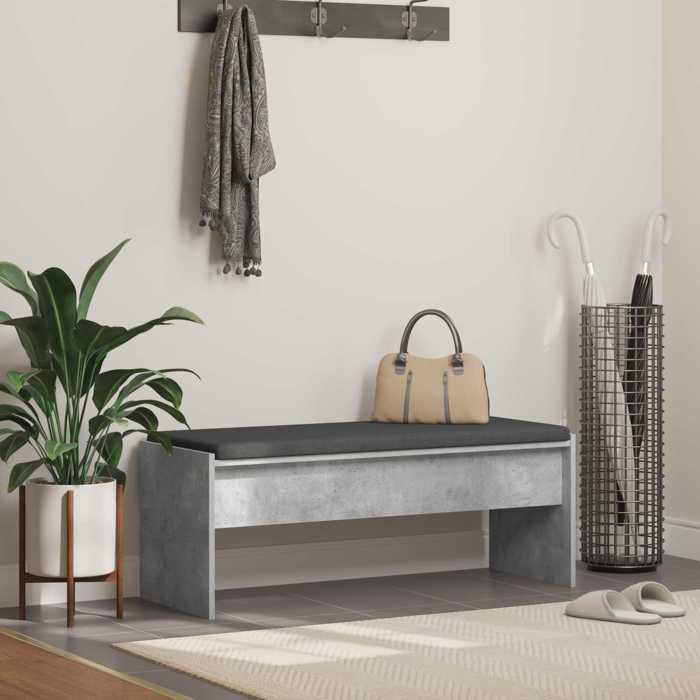 1pc Gris Banquette charge max : 110 kg - Magnifique Banc dentrée avec coussin Gris béton 103x38x40cm CL6792513