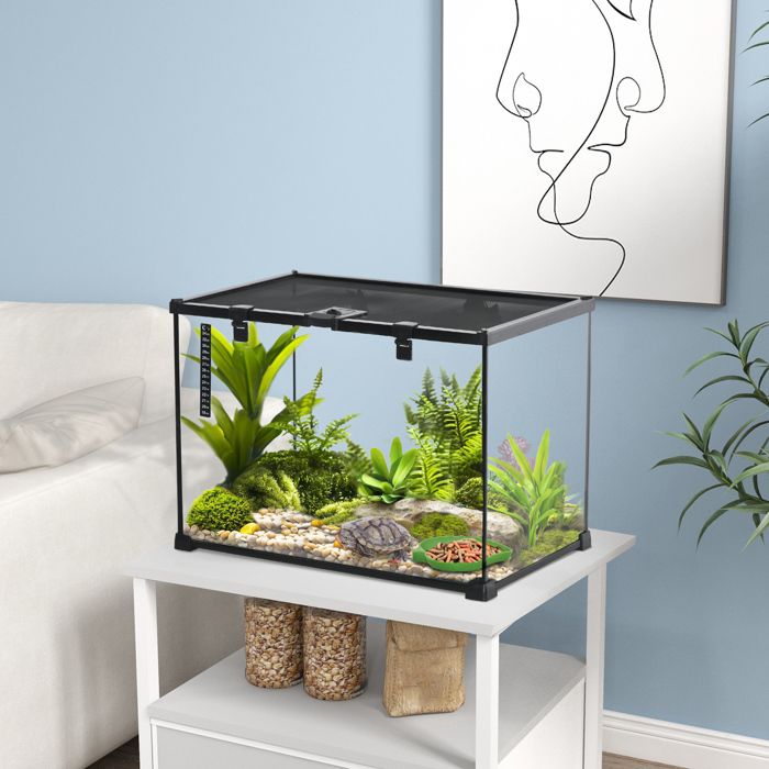 Terrarium pour reptiles 50 x 30 x 35 cm boîte de transport en verre pour reptiles structure métallique