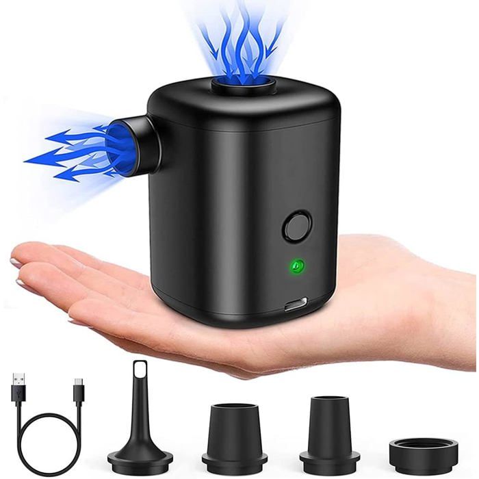 Mini pompe à air électrique - Modèle portable - Rechargeable - 4 buses incluses - Pour piscine et matelas