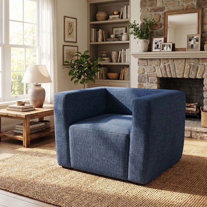 Chaise longue gonflable portable - Modèle Bleu - Housse amovible - Accoudoirs larges - Pieds antidérapants