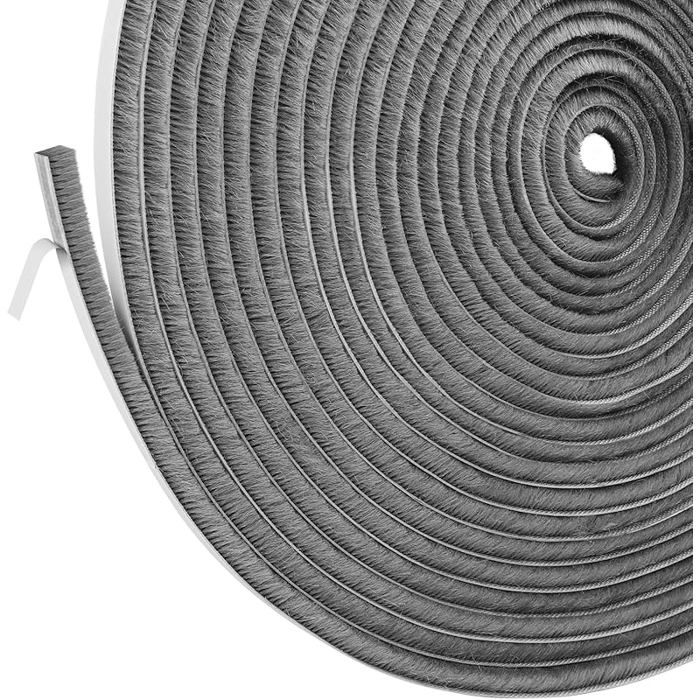 Joint Brosse 6M (L) x 9 mm (B) x 9 mm (D) Joint Porte Coulissante Autocollante Anti-poussière Anti-vent Gris 9x9mm 6m