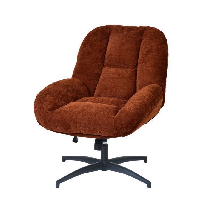 MEUBLES COSY Fauteuil de bureau pivotant scandinave avec accoudoirs en tissu chenille réglable rouge - LITHOPS