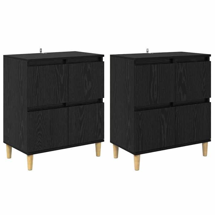 Commodes/Buffets (2 pcs) - Vaisselier avec rangement - Chêne noir 60x35x70 cm Bois dingénierie B3162