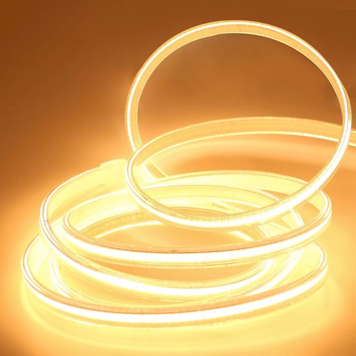 Cob Led Ruban Lampe 2M 220 Volt 3000K Blanc Chaud 2 Metres Flexible Led Strip Exterieur Interieur Ip67 Impermeable(Blanc Cha[CA138]
