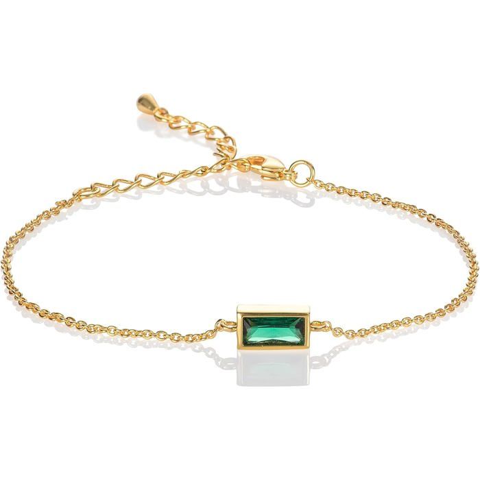 Bracelet Or Pour Femme Et Jeune Fille Bracelets Fins Pour Femmes Avec Une Pierre En Zircon En Taille Baguette Bracelet Plaqu[PP379]