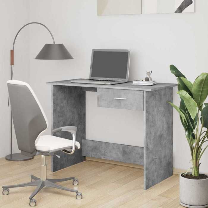 Meilleure MEUBLE Bureau Gris béton 100x50x76 cm Bois d’ingénierie&01_4893