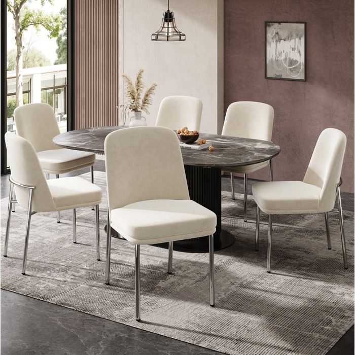Chaise de salle à manger beige 42 5 x 53 x 82 cm lot de 2 assise rembourrée pieds métal style moderne