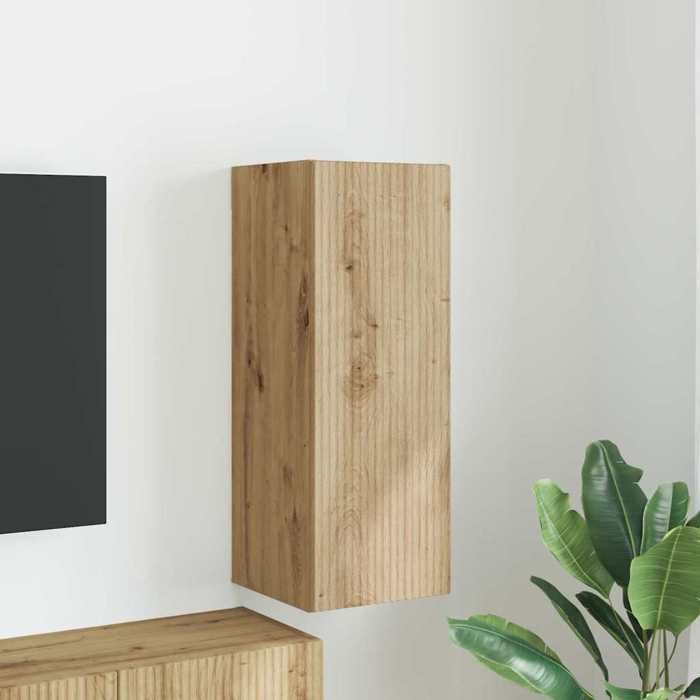 Meuble TV Suspendu(1 pc） moderne Étagère TV Flottante Support de Télévision Chêne artisan 30x31x80 cm Bois dingénierie T3154