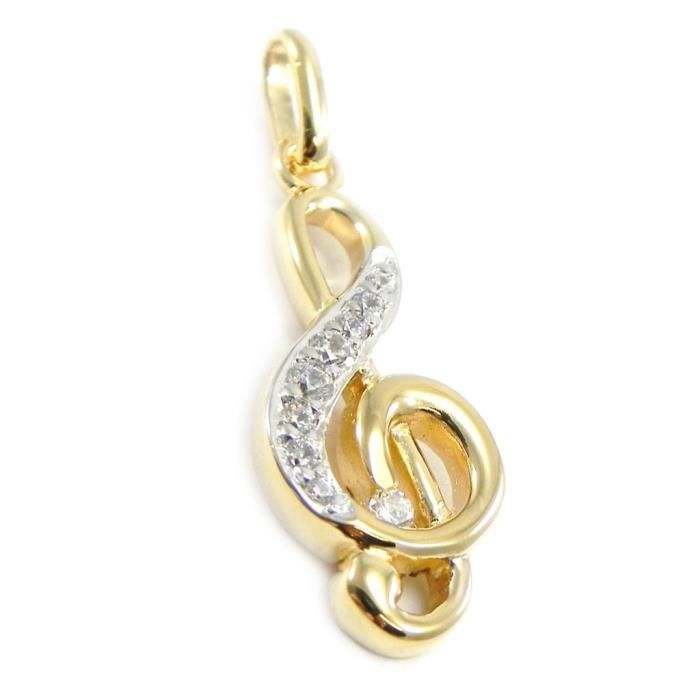Pendentif Clé Plaqué Or Et Zircons - Neuf - Chaîne En Option (femme)