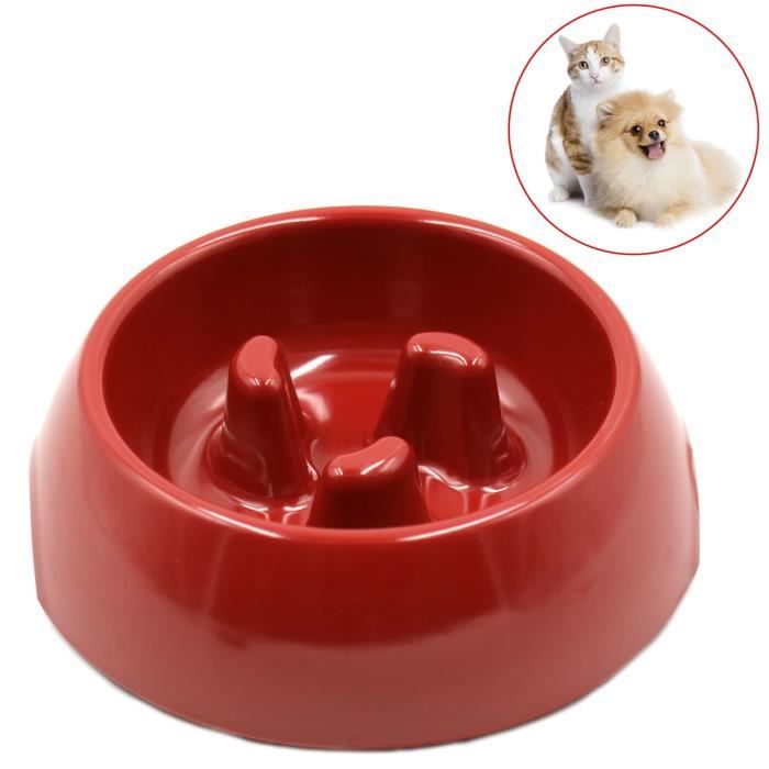 Gamelle Anti Glouton Chien Chat Antidérapant Bol Gamelle Pour Animal Rouge