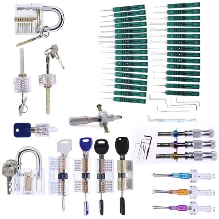Kit de crochetage de serrure, 45 pièces, outils de crochetage de serrure avec 9 cadenas