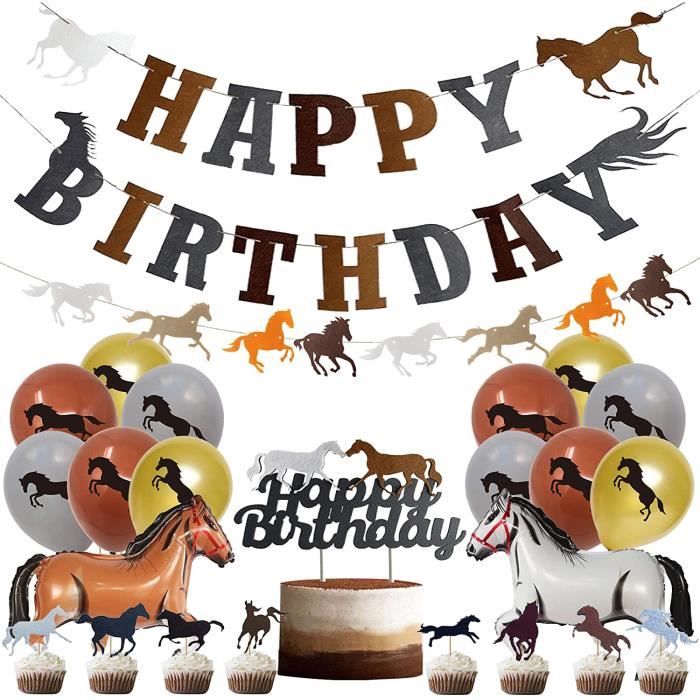Chevaux De Decoration D Anniversaire Western Cowboy Accessoires De Fete D Anniversaire Banniere Decoration De Gateau Ballons 1079 Cdiscount Maison