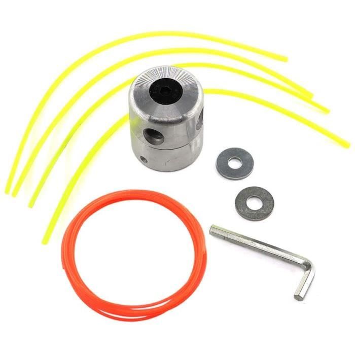 Tête De Débroussailleuse Aluminium Avec Bobine Et Fil De Remplacement - 4 Fils Jaunes + 1 Rouleau Nylon Carré Orange 50m (3.0mm) - Pour Coupe-brosse 8mm Et 10mm