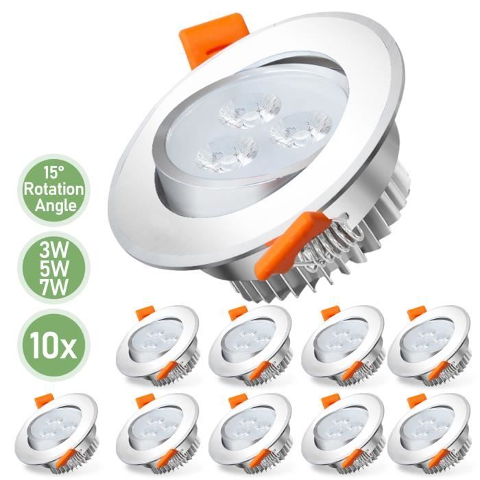 Lot de 10 Spots Encastrable LED Intégrés spots à encastrer Blanc froid LED spots orientables éclairage plafond LIGNE DE SPOTS