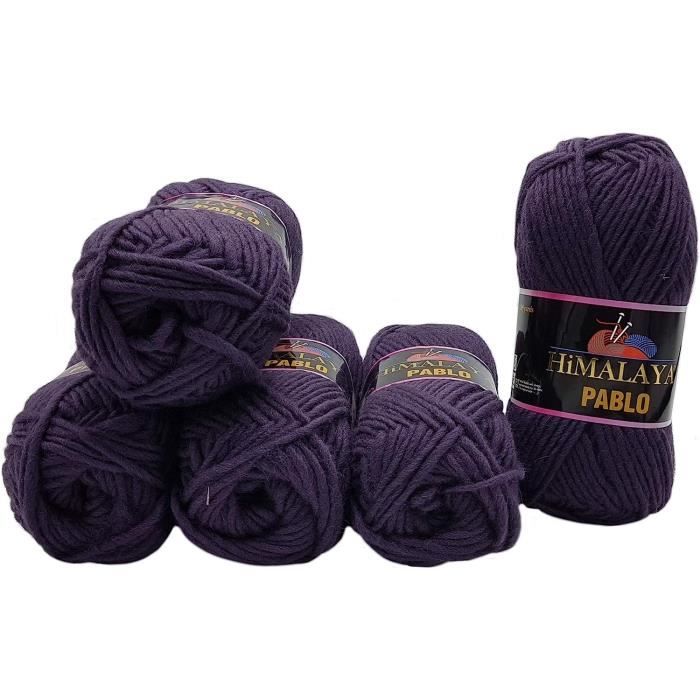 Lot De 5 Pelotes De Laine Violette Grosse - 100g Chaque - Pure Laine Du Portugal - Neuf