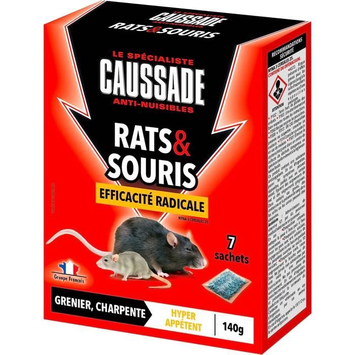 Anti Rats & Souris 140 G | Efficacité Radicale | 7 Sachets Céréales | Prêt À L'Emploi | Hyper Appétent | Carscdf140[H1728]