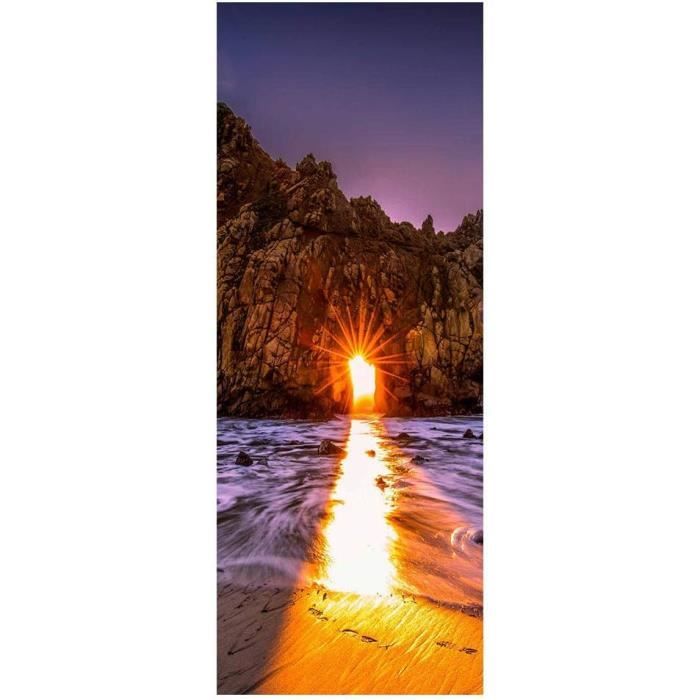 Sticker Porte 3D Effet Trompe-l’œil Hawaii – Vue Sur Mer, 85x215cm, PVC Amovible – Décoration Chambre, Salon - 4