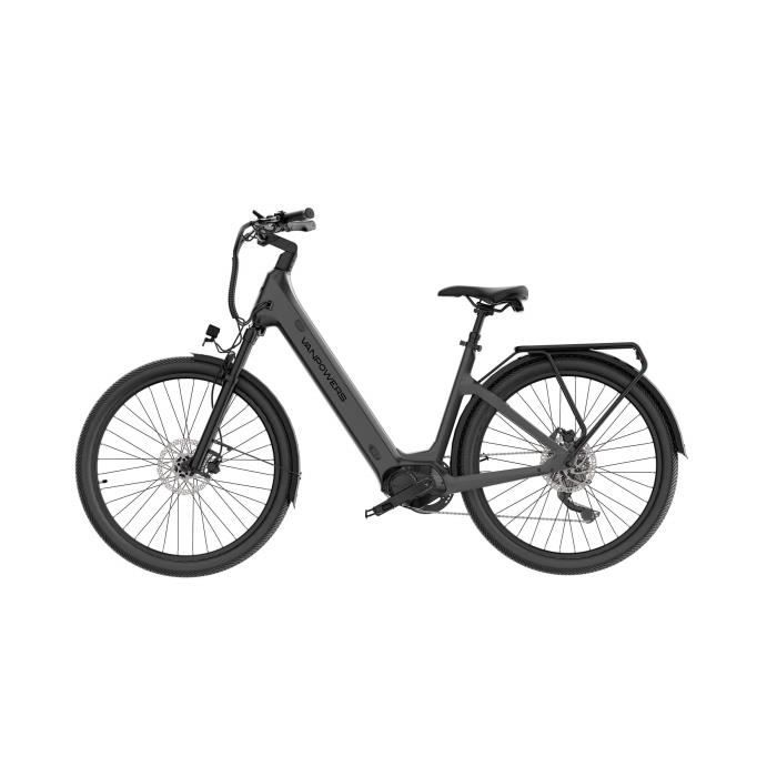 Vélo électrique Vanpowers Urban Glide Ultra gris fer taille S entrée basse, autonomie de 110 km et 25 km/h