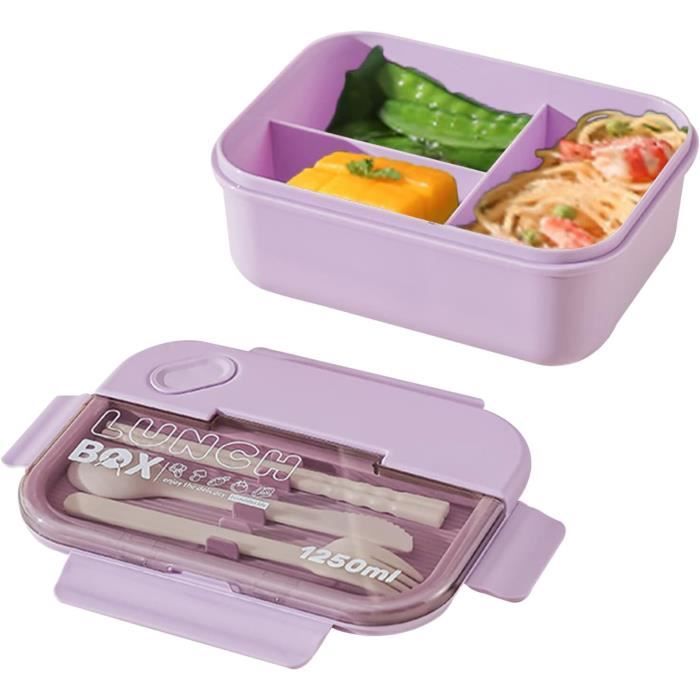 Lunch Box 1250 Ml Boite Repas Avec 3 Compartiments Et Couverts Pour Bento  Box Pour Pique-Nique, Travail, Goûter, Micro Ondes[u501]