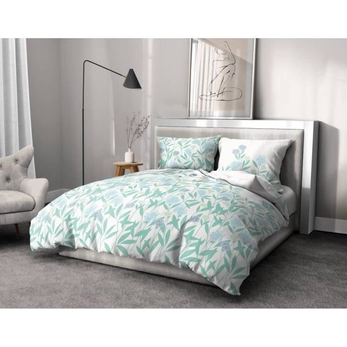 Home Linge Passion Housse De Couette 220x240 + 2 Taies – 100% Coton 57 Fils, Pompadour Blanc & Vieux Rose