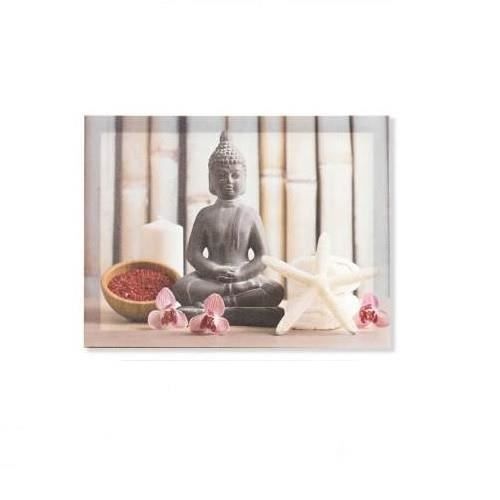 Cadre toile tableau Zen SPA Bouddha - Bougie fleur et étoile de mer - 40 x  30 cm B