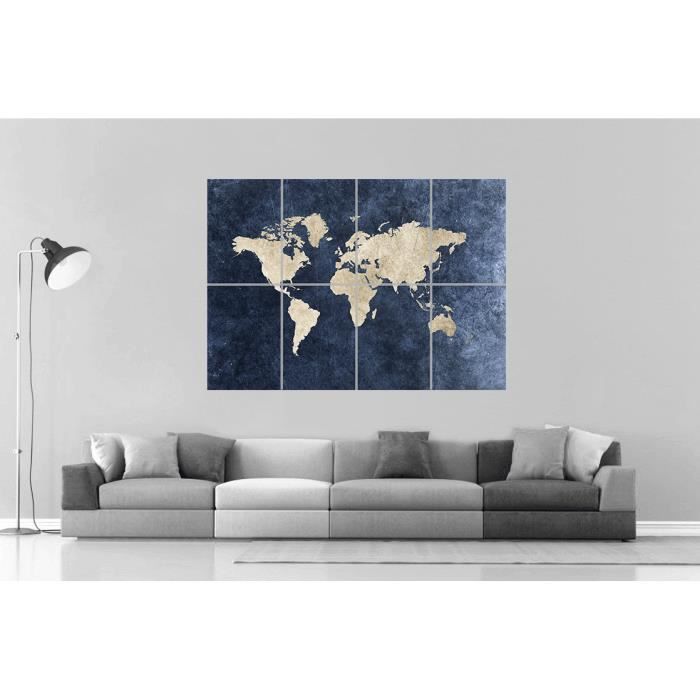 Carte Du Monde World Map Digital Version Wall Art Poster Grand Format A0