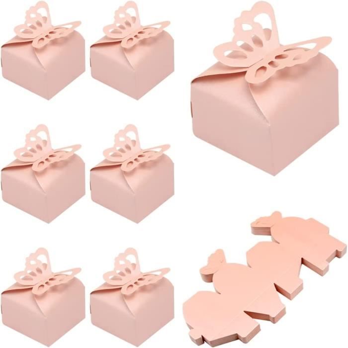Lot De 50 Boîtes à Dragées Beige Avec Ruban - Pour Mariage, Baptême, Baby Shower - Papier Qualité, Facile à Assembler
