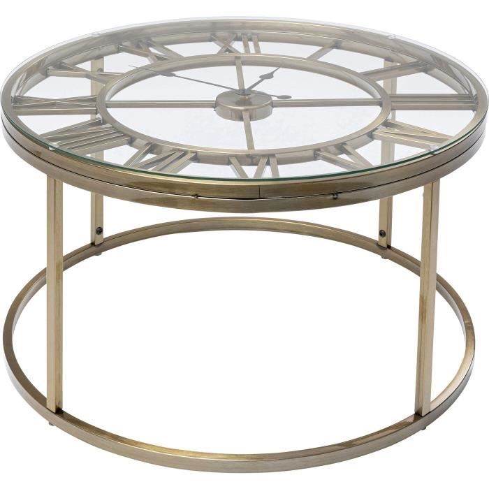 table basse roman 76cm dorée kare design - verre - salon - métal