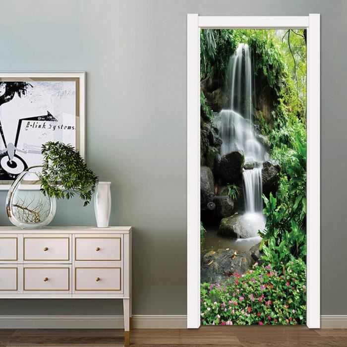 Autocollant Mural 3D Forêt C681 – Effet Porte Forestière, Blanc, Assaf Frank !