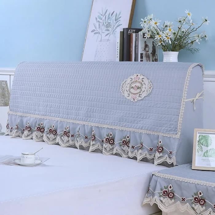 Housse De Tête De Lit Velours Extensible - Protection Couvre Lit Double King Size Blanc