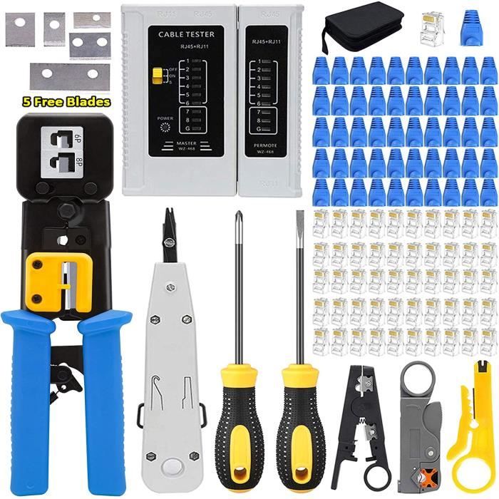 LUBEIN Kit d'outils à sertir pour RJ45-RJ11-RJ12-CAT5-CAT6-CAT5e Réseau ...