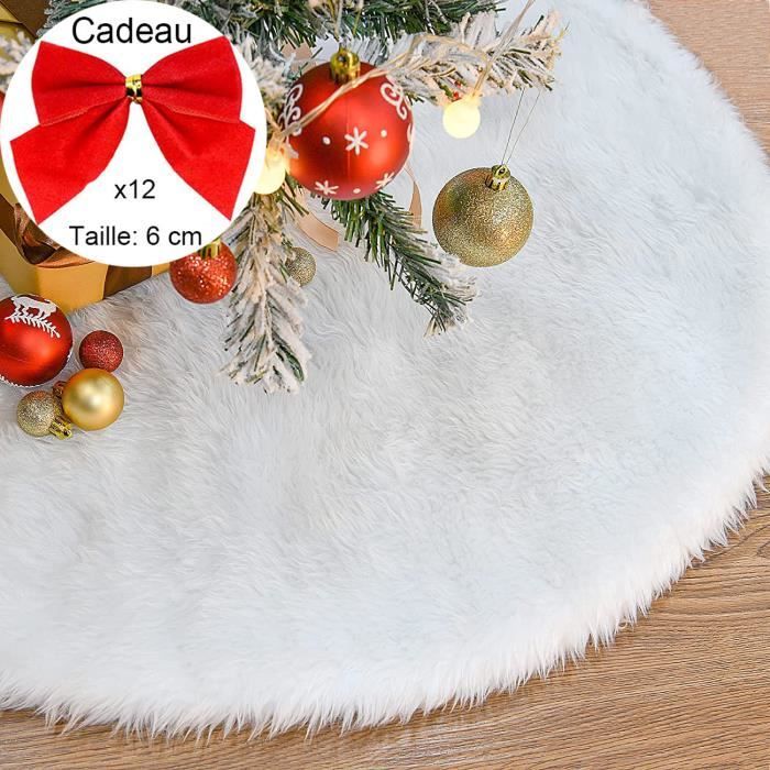 Décoration Noël Moelleuse Pour Cadeaux Sol Tapis De Sapin De Noël En Fausse Fourrure Blanche,jupe D'ornementation Pour Arbre,décoration Tapis Rond Peluche 120cm