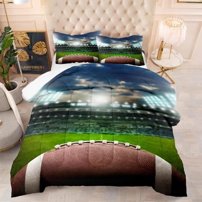 Housse de Couette 220x240 cm ( Ballon de Rugby sur Le Terrain de Jeu