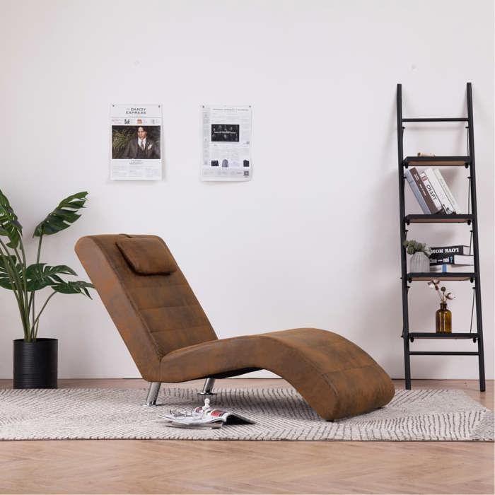 Chaise longue - vidaXL - Similicuir daim - Confortable - Design ergonomique - Marron