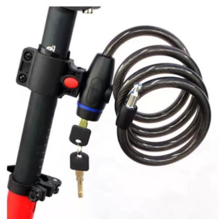 Antivélo à Code 5 Chiffres - Câble Acier De 2 M, Diamètre 12 Mm - Pour Vélo, Scooter, VTT, Moto - 6