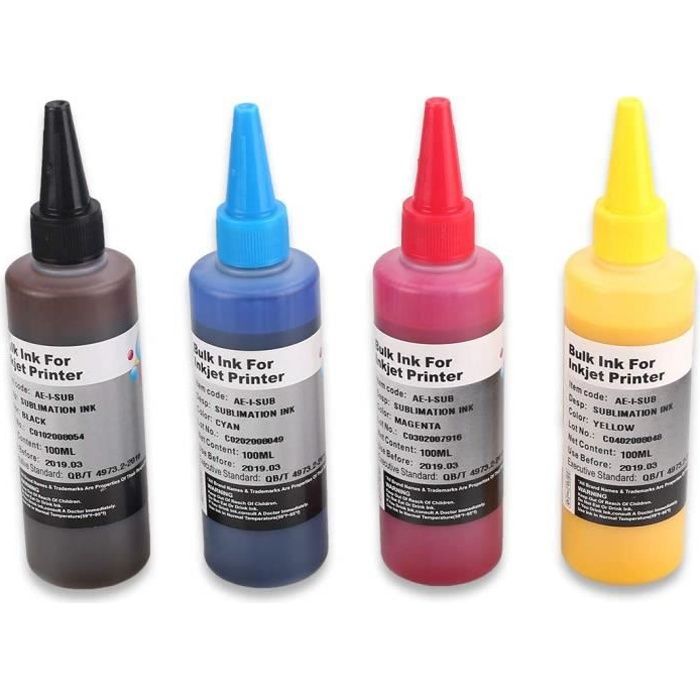 Cartouches d'encre HEMEI 4 bouteilles d'encre Sublimation pour Epson -  Ricoh 4 couleurs imprimantes, la chaleur Presse t 82419 - Cdiscount  Informatique