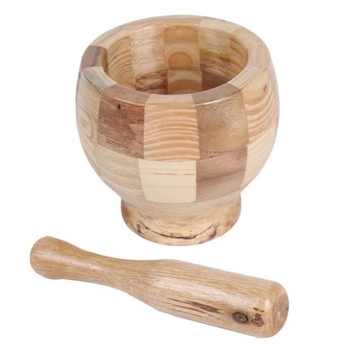 Mortier Et Pilon En Bois – Broyeur à épices Manuel Pour Ail, Gingembre, Poivre – Ustensile Traditionnel Et Décoratif