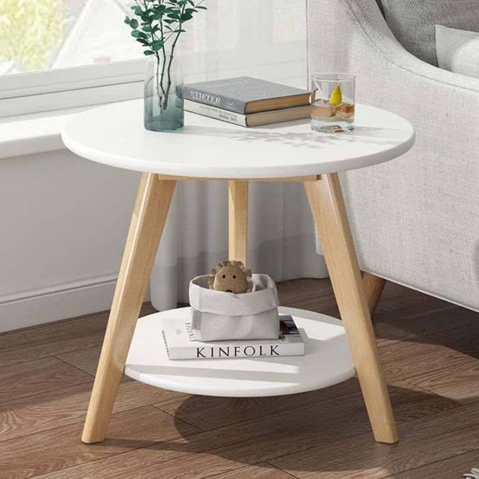 Table Basse Ronde Petite. Table d appoint Bois Bout de Canap de Salon  Industrielle Moderne Design Scandinaves. blanc Color [8617] - Cdiscount  Maison