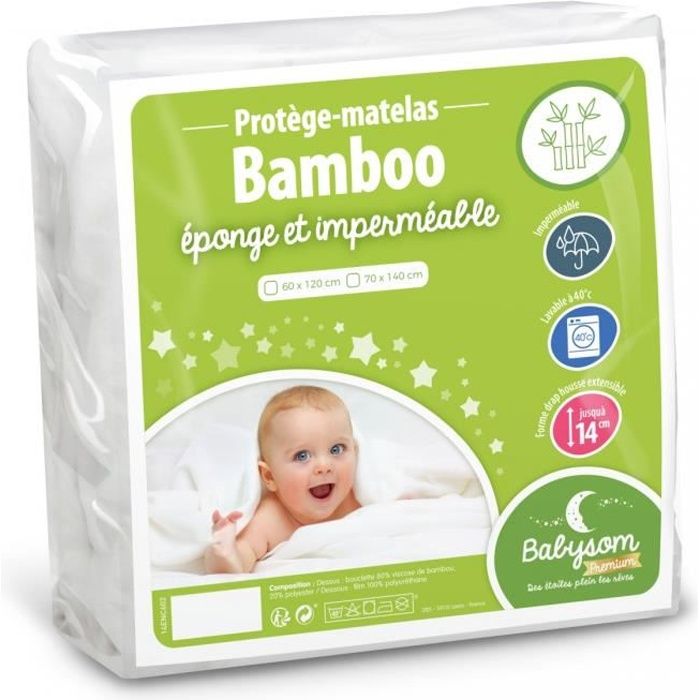 babysom - protège matelas bébé bamboo - 60x120 cm | alèse imperméable | bouclette éponge | viscose douce et respirante | oeko-tex®