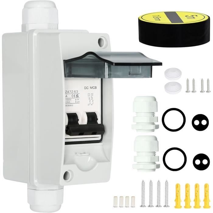 Disjoncteur PV DC 2P 32A - Panneau Solaire 500V IP65 Étanche - Interrupteur Déconnexion Solaire