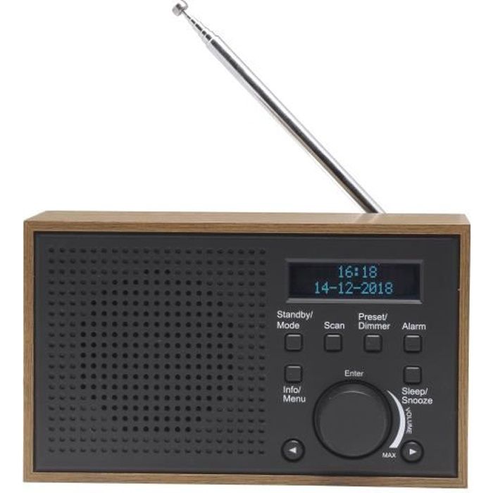 Retroradio avec fonction d'alarme, aspect bois Dab-46