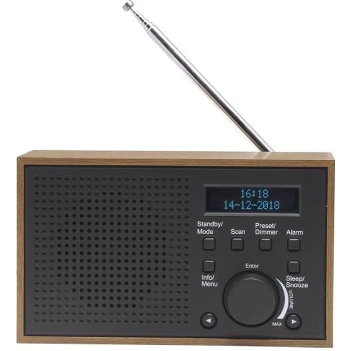 Retroradio avec fonction dalarme aspect bois Dab-46