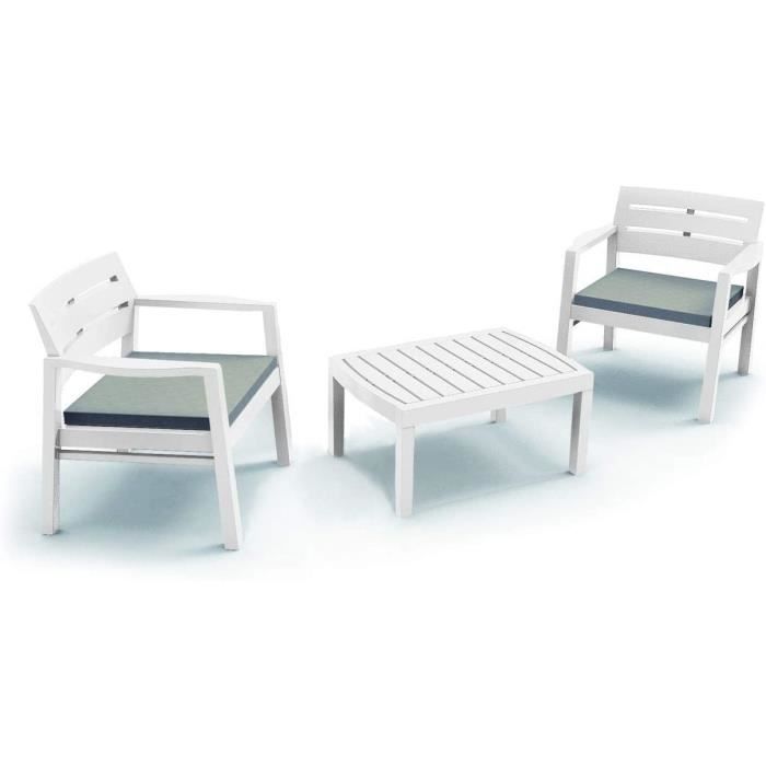 Salon de jardin DMORA - Fauteuils Table basse avec coussins - Couleur blanche - Made in Italy Salon de jardin DMORA - Fauteuils Table basse avec coussins - Couleur blanche - Made in Italy