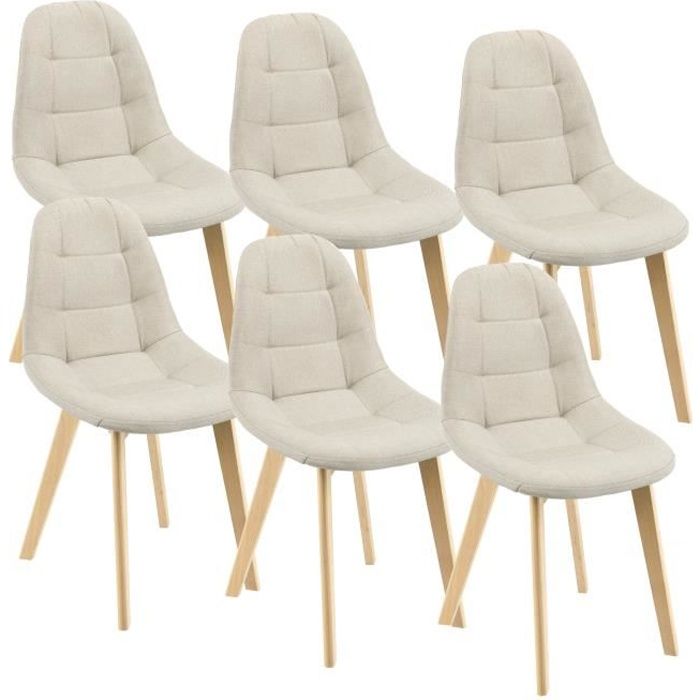 Lot de 6 Chaises de Salle à Manger Kopparberg 86 x 53 x 47 cm Beige [en.casa]