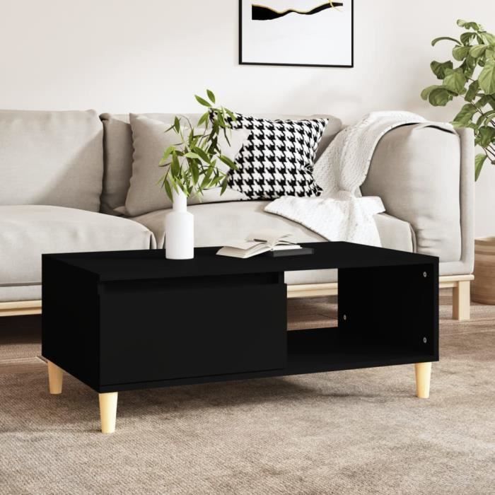 famirosa table basse noir 90x50x36,5 cm bois d'ingénierie-045