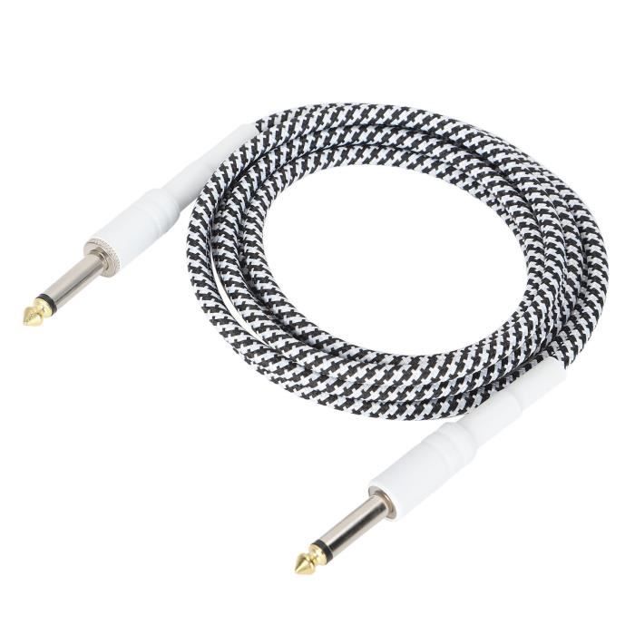 Lot De 2 Câbles Guitare 4 M - Jack 6.35mm Droit/Angle, Nylon Tressé, Pour Guitare Électrique, Basse, Clavier