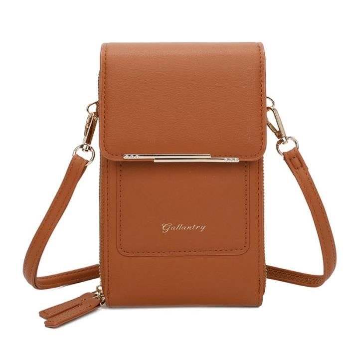 Sac bandoulière femme Gallantry - Similicuir grainé camel - L 11cm x H 19cm x l 4cm Sac bandoulière femme Gallantry - Similicuir grainé camel - L 11cm x H 19cm x l 4cm